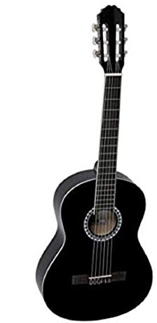 GEWA Guitarra de Concierto Basic Plus, Guitarra Clásica, Tapa de Abeto, Cuerpo de Tilo, 3/4, negro
