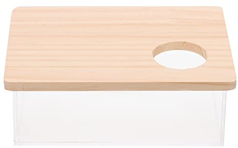 Balacoo Hamster Sand Bad Box- Acryl Sand Bad Container mit Einem Holzdeckel Sandbad Duschraum für Hamsters Mäuse Gerbile