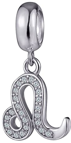12 stjärntecken hänge berlocker med klar CZ, 925 sterling silver horoskoppärlor, passar europeiska födelsedagsarmband, gåvor för mamma/fru/pojkvänner, Sterlingsilver Kubisk zirkonia, Kubisk zirkonia