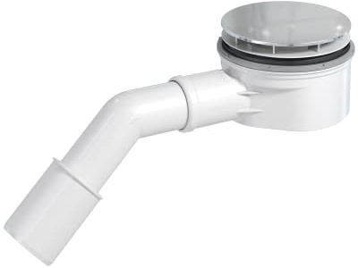 PREVEX Showerloc flacher Ablaufgarnitur mit Siphon für Duschkabinen/Duschwannen mit von oben zugänglichem Haarsieb, Geeignet für Ablauf 90 mm, Auslassdurchmesser 40/50 mm | aus recyceltem Kunststoff