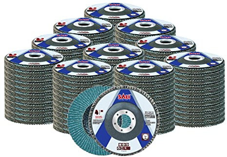 Sali 100 Pack Zirconia Flap Disc 60 Grit 4.5 x 7/8-Inch Sanding Disc Bevel Type #29 Premium and Industrial Grade Angle Grinder Grinding Wheel High Performance Edge Grinding