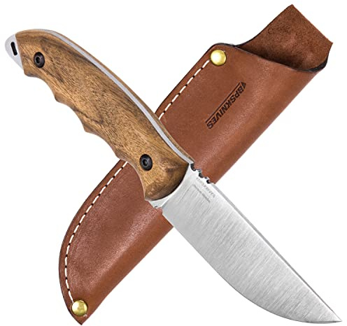 BPSKNIVES HK4 SSH - Coltello a lama fissa in acciaio inossidabile - Coltello da campeggio Bushcraft Full-Tang con fodero in pelle - Coltelli da campo fatti a mano