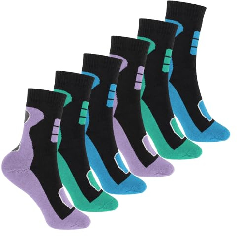 Footstar barn utomhus strumpor (6 par) färgglada fullfärgade frotté strumpor med termisk effekt