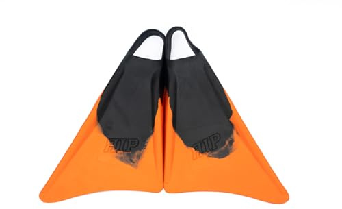 RIP Aletas de natación de cola de dofin asimétricas profesionales, flotantes, bodysurf, bodyboard, esnórquel, buceo, nivel de competencia, comodidad con velocidad y control (negro/naranja, mediano)