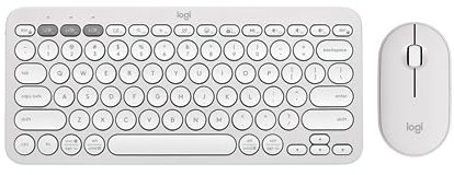 Logitech Pebble Keys 2 K380s, Multi-Device Bluetooth Wireless Keyboard + Pebble Mouse 2 M350s Slim Bluetooth Wireless Mouse, QWERTY UK - White