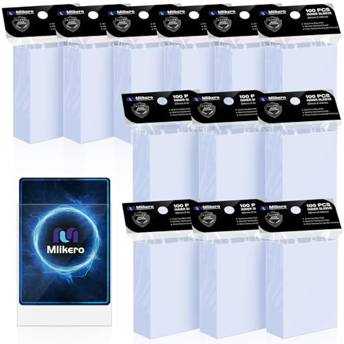 Mlikero 1200 Pcs Card Sleeves, Perfect Fit Inner Sleeves Ideal for Double-Sleeving, Trading Card Sleeve Fit for Game Cards, Sports Cards (64 x 89 mm)