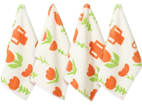 PHOGARY Mikrofaser Waschlappen Gesicht für Schonende Gesichtsreinigung, 4 Stück Quadrat Abschminktücher Waschbar Microfaser Putztuch, Mini Handtücher Gesichtshandtücher (30x35cm, Tulpe)