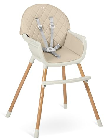 Nukido Chaise haute 3 en 1 pour bébé, enfant, plateau amovible, ceinture de sécurité, stable, facile d'entretien, chaise haute pour bébé à partir de 6 mois, beige Lilo