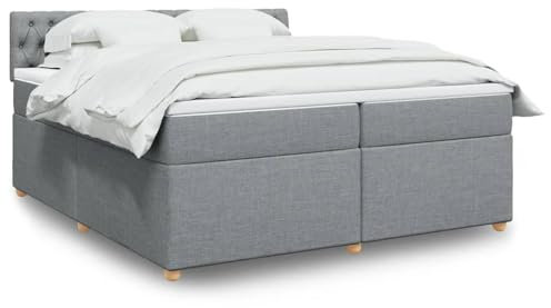 qohoio Boxspringbett mit Matratze Betten Mit Matratze Schlafzimmer Bett Boxspringbett Mit Matratze Hellgrau 200x200 cm Stoff / 3289094