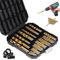 107 Piezas Juego de Brocas Profesional, Brocas para Metal HSS con Broca de Tope de Profundidad Juego Brocas Recubiertas de Titanio de 14 Tamaños, 1,5 mm hasta 10 mm para Metal, Madera y Plástico