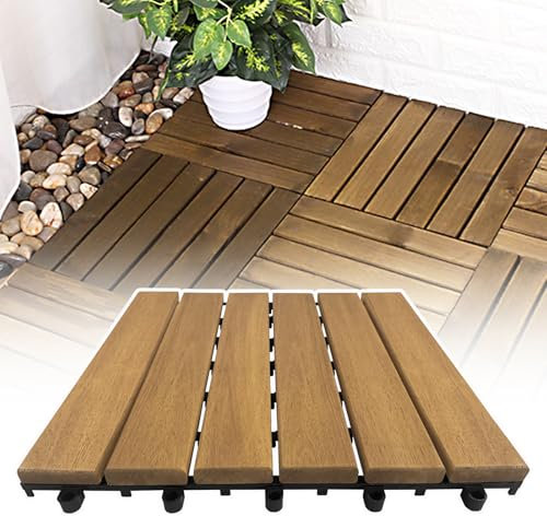 VA-Cerulean Terrassen-Holzfliesen mit Klicksystem, Akazienholzboden, Balkonbodenfliesen, Terrassenfliesen, Terrassenbelag, Outdoor-Bodenbelag, Holzboden für Balkon, 30x30 cm (Modell A, 55 Stück)