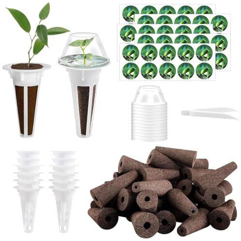 Wachstumsschwämme Set, 146-Teilige hydroponic System Zubehör mit 55 Ersatz Zuchtschwämme, 60 Etiketten, 15 Hydroponische Körbe, 15 Isolierenden Deckeln, 1 Pinzette, Hydroponische Anzuchtsets Systeme