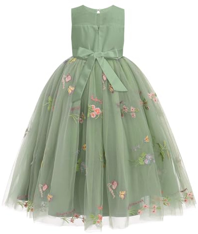 IWEMEK Flower Girls Dresses for Wedding Sleeveless Bridesmaid Tutu First Communion Evening Party Princess Pageant Birthday Prom Carnival Ball Gown