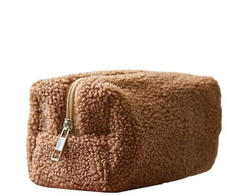 Bolsa De Maquillaje De Peluche - BAJO DE LA NAGACIÓN CHINE, Bolsa De Maquillaje Peludo | De Inodoro Casco De Gran Capacidad De Maquillaje De Capacidad - Confort, café, 7.48x3.54x3.54 pollici, Consulte