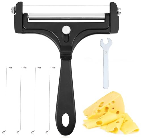 Gosknor Cortador de Queso, Acero Inoxidable Ajustable Rebanador Queso Alambre con 8 Cables Adicionales y Llave de Mano Rebanador de Alimentos para Mantequilla Mozzarella Queso Cheddar