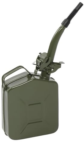 Fuel Oil Petrol Diesel Storage Can, Metal Container with Spout and Handle, Portable Jerry Can Diesel Storage Can for Trucks Cars Motorcycle Vehicle Emergency Equipment, Army Green (5L 0.6mm)