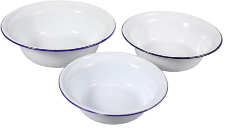 Gatuida 3 Piezas Cuencos Esmaltados Vintage Cuencos Multifuncionales Para Sopa Ensalada y Almacenamiento De Alimentos Resistentes y Decorativos