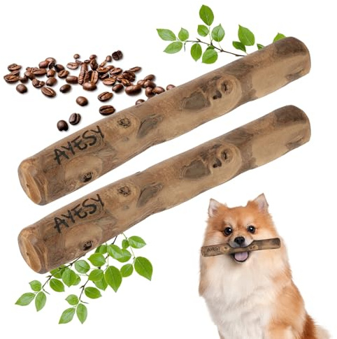 AYESY Legno di Caffè per Cani, 2PZ S Bastone da Masticare Naturale, Giocattolo per per Cani e Cuccioli, Cura dei Denti e Allevia l'ansia, Bastoncino da Masticare per Cane Indistruttibile 100% Naturale