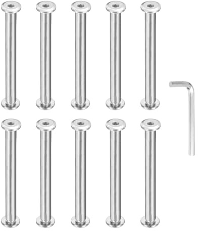 PATIKIL M5x5mm Hex Chicago Screws 6x60mm, 5Pcs 304 Stainless Steel Metric Hex Drive Socket Cap Binding Post Screw Posts for Scrapbook Leather Belt Album Furniture Repair, Silver