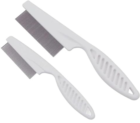 2Pcs White Long Handle Metal Hair Nit Comb Remove Head Nits Nit Comb For Pets Kids And Adults Lice Treatments (14cm, 18cm)，Lice Treatments，Lice Combs