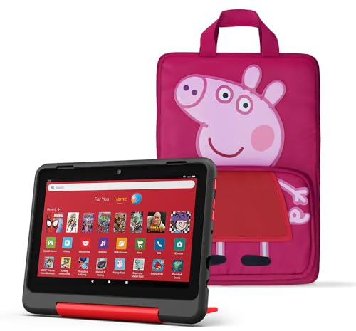 Amazon Fire HD 8 Kids Pro tablet (newest gen), ages 6–12 | 8 HD screen, parental controls, 13-hr battery, 32 GB+ Peppa Pig Carrying Case for Amazon Kids Tablets