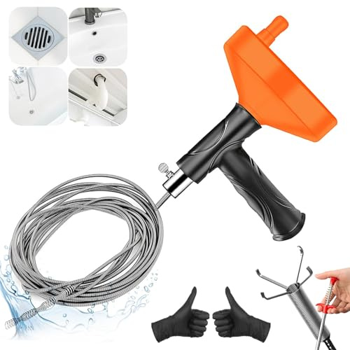 Furet Sbocco Canalizzazione [10 M]—Adatto per tubi, cucine, bagni, cabine doccia, servizi igienici e sbocco di tubi intasati. Set di 5-Spirale di pulizia