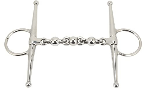Shurzmotic Mors en Acier Inoxydable 135 mm pour Cheval, Mors à Anneaux Pleins avec Chaîne à Boules, Lisse Anti - Morsure, Contrôle Précis pour Dressage, Saut et Promenade