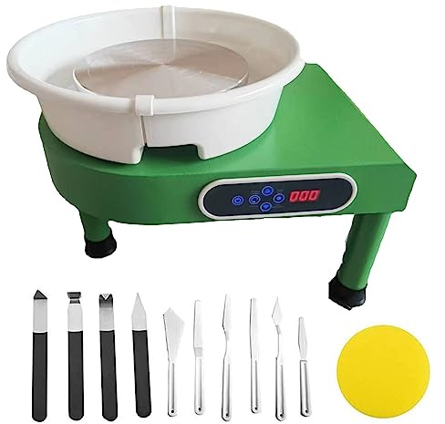 JHNKOJ Pottery Wheel Forming Machine with Ball Stylus, 25Cm 350W Electric Pottery Wheel Machine Clay Ceramic Shaping Art DIY Work Tool Kit with Independent Pedal,Blue