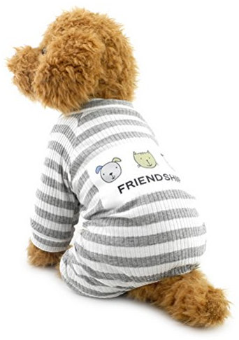 ZUNEA Gestreifter Schlafanzug für kleine Hunde, Baumwolle, Welpenanzug, Sweatshirts, Outfits, gemütlich, weich, Freizeit, Herbst, Haustier, Katze, Hundebekleidung, Grau, Größe M