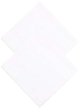 WANYING 2 Pezzi Uomo Bianco Fazzoletti, Fazzoletti di Stoffa con Striscia 100% Cotone 40cm*40cm