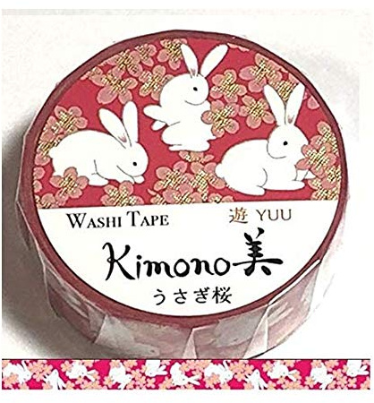 カミイソ産商(Kamiiso) GR-2017 Masking Tape, Rabbit Sakura, 0.6 inches (15 mm) x 2.6 ft (7 m)