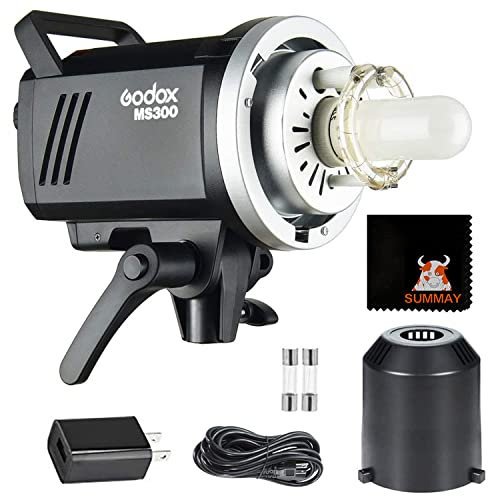 GODOX MS300 estroboscópico 300 WS con Lámpara de Modelización 150W Montura Bowens para Interior Estudio Retrato Fotográfico (MS300)