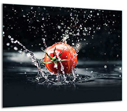 TMK | Placa protectora vitrificada, 60 x 52 cm, cristal, electrica, induction, salpicaduras, decorativa, negro