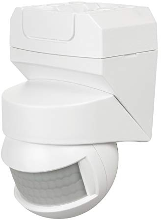 Maclean MCE295 Infrarot-Bewegungssensor 180° + 360° Bewegungsmelder mit Dämmerungssensor bis 12m Reichweite IP54 (Weiß)