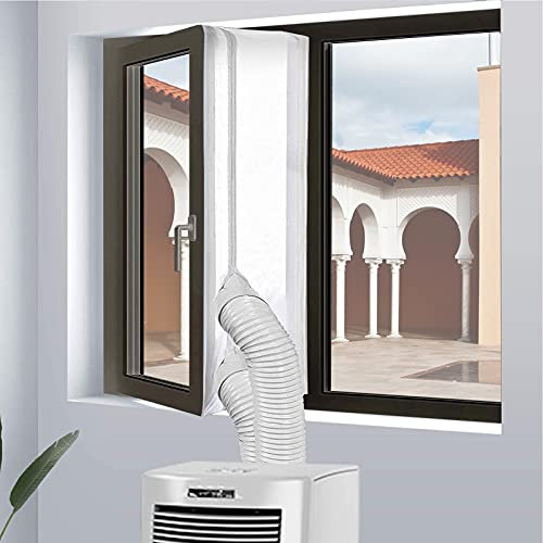 LZQpearl Fensterdichtung Klimaanlage, Fensterdichtung Für Tragbare Klimaanlage Und Trockner Mit Klebeband Und Reißverschluss, Kein Bohren Von Löchern Erforderlich (300cm,2 Vents)