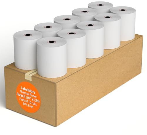 LabelMore Thermal Receipt Paper 3 1/8''x 230', Credit Card Paper Rolls, Cash Register Roll, Premium Pos Thermal Printer Paper (10 Rolls)