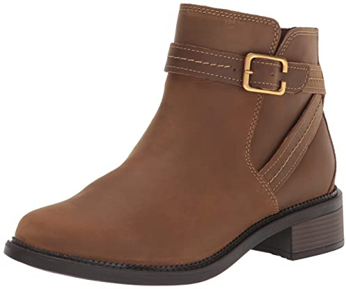 Clarks Stivaletti da Donna con Cinturino Maye, Pelle Marroncino Scuro, 38.5 EU