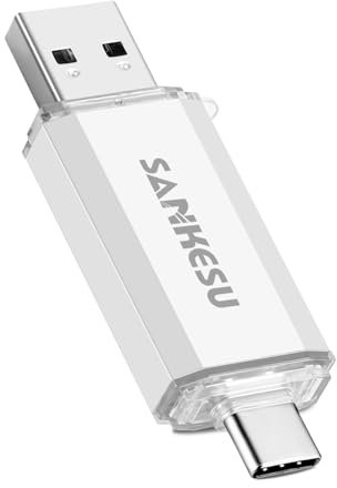SANKESU 128GB USB Stick 3.0 und USB 3.1, 120MB/s Lesen USB C 2 in 1 Memory Stick, OTG Dual Memory Sticks für Android Smartphone PC/Tablet/Laptop/USB C Handy(Silber)