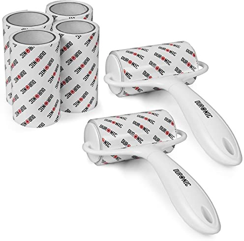 Duronico ROLL2X4 Rullo levapelucchi con 4 ricariche | 240 strappi extra adesivi | Lint remover per abbigliamento | 2 Rulli adesivi per peli di animali | Rulli per lanugine e pelucchi