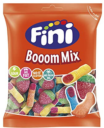 Fini Sour Booom Mix Gominolas Ácidas Dulces Surtidos de Caramelos de Goma Pica Golosinas y Chuches para Cumpleaños, Navidad, Halloween y Regalos - Bolsa 500 gr, 1 item