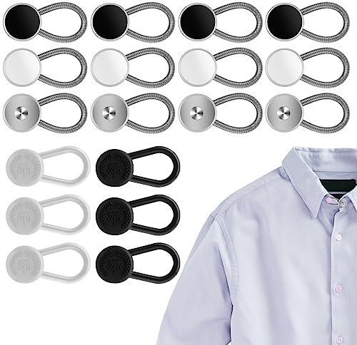 Ouligay 18 Stück Kragenverlängerung Hemdkragen-Knopf-Verlängerungen Shirt Extender Hemd Hosenbunderweiterung für Jeans Röcke Hosen Kleid Männer Frauen