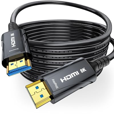 Cratree HDMI Glasfaser kabel 20m 8K - 48Gbps High Speed HDMI Kabel Unterstützung 8K 60Hz, 4K120Hz, HDCP 2.2&2.3, HDR10, kompatibel mit HDTV, Monitor, Projektor