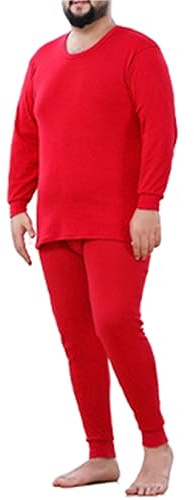 Ensemble De sous-vêtements Thermiques pour Homme, Couche De Base Thermique d'hiver, Col Rond Ultra Doux Et Chaud, Manches Longues, sans Couture, Grande Taille, Haut Et Bas (Rouge,XXXXL)