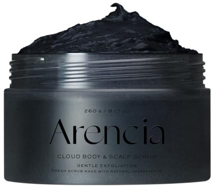 ARENCIA - Scrub corpo e cuoio capelluto con sale marino Fresh Cloud di Arencia (nero): esfoliante, rimozione delle imperfezioni per una pelle liscia e setosa