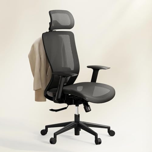 FLEXISPOT OC3 Ergonomic Office Chair Executive Mesh Office Chair Swivel Height Adjustable Seat Headrest Armrest Lumbar Support Caster Wheels Task Gray Mesh Seat Computer Office Desk Chair,Dark grey