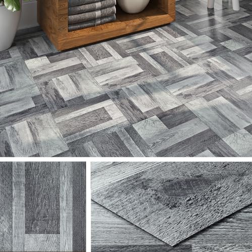 Livelynine Pavimento Adesivo Effetto Legno Grigio 30x30CM Pavimento PVC Adesivo Bagno Impermeabile 32-Piastrelle Adesive Pavimento Cucina Mattonelle Adesive Pavimento Salone Camera Pavimento Laminato