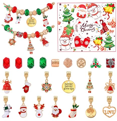 2-pack jularmband, adventskalendersmycken, charmarmband för flickor, jul blindlåda, juladventskalender, gör-det-själv-smyckesarmband