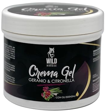 Wild Horses | Crema Gel Geranio & Citronella con Oli Essenziali, Azione Barriera contro gli Insetti, per un Manto Lucido e Profumato, 500g, Made in Italy