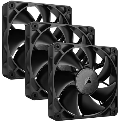 Corsair iCUE LINK RX120 120mm PWM-Lüfters mit iCUE LINK System Hub - Magnetisches Kuppellager - Dreierpack - Schwarz