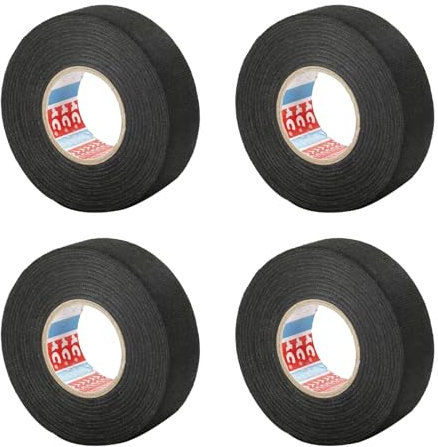 Granvoo 4 Stück KFZ Gewebeband, 19mm x 15m Klebeband Kabelbaum, Gewebeband Panzerklebeband Kabelbäume Elektriker Band, Auto Kabelbaum Filzband für Kabelbäume Elektrisches Klebeband